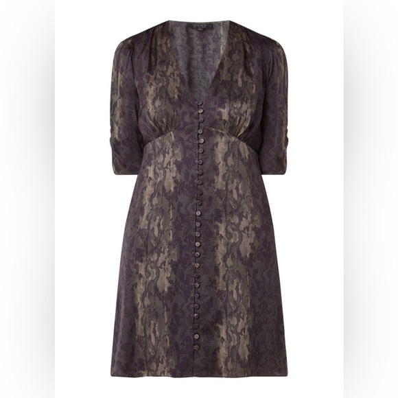 All Saints Kota Masala Mini Dress Snake Print sz 8 Revolve Short Sleeves - Picture 4 of 14